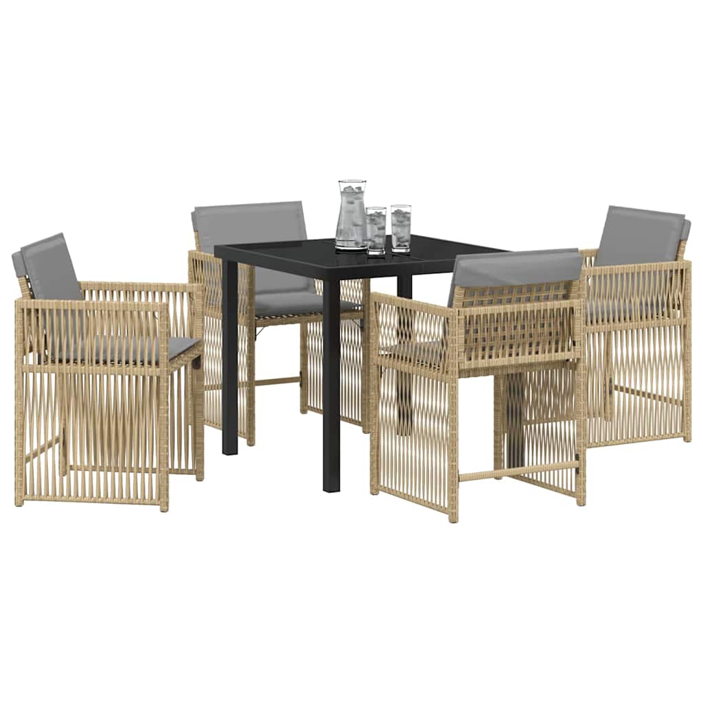 Garden Dining Set 5 pcs Beige Poly Rattan