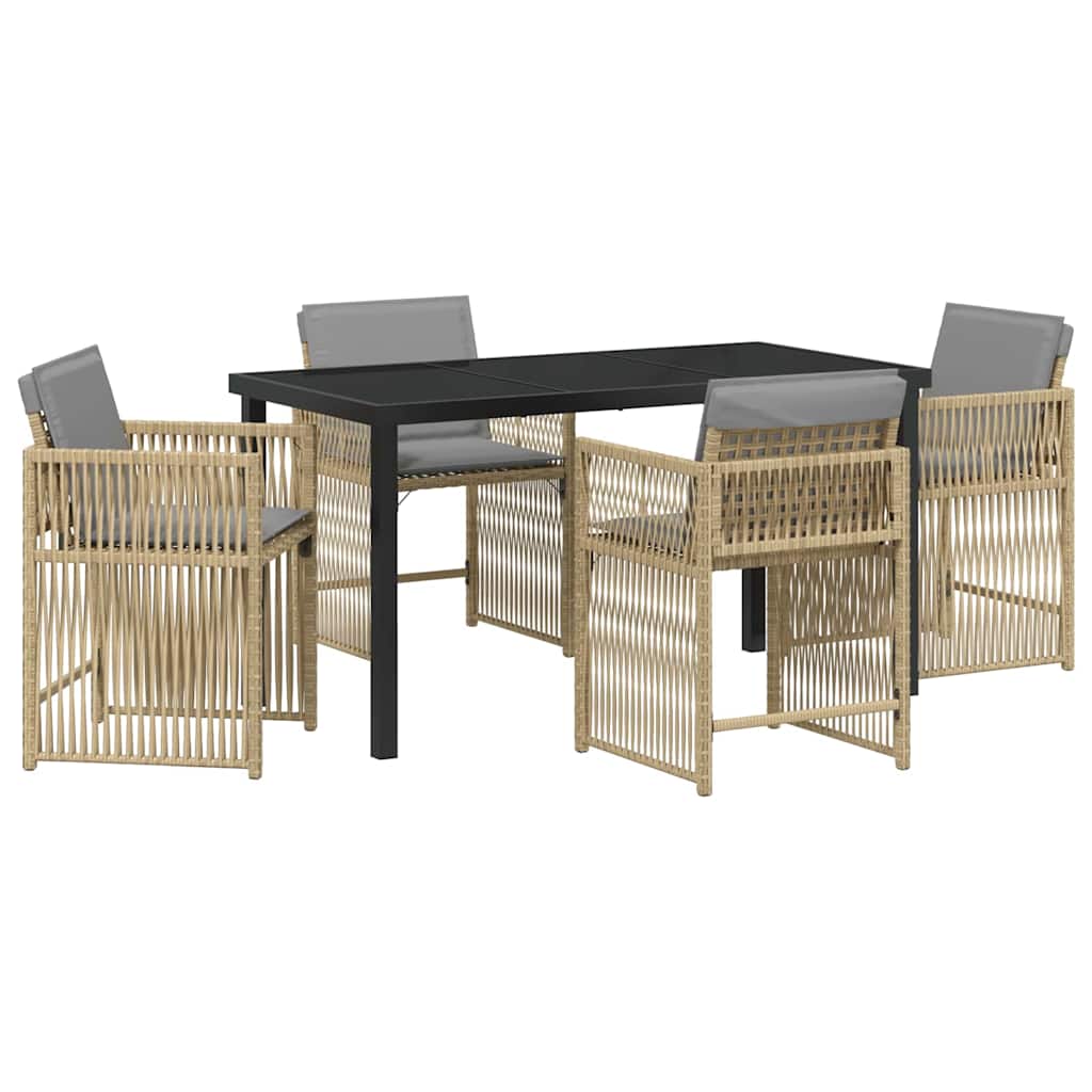 Garden Dining Set 5 pcs Beige Poly Rattan