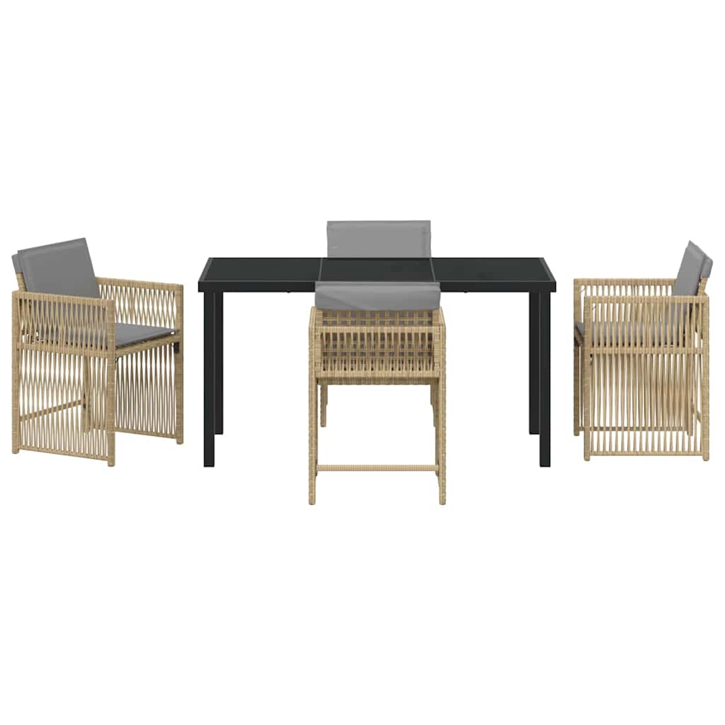 Garden Dining Set 5 pcs Beige Poly Rattan