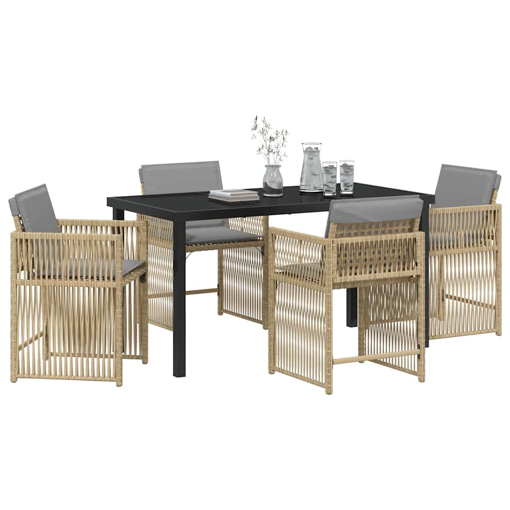 Garden Dining Set 5 pcs Beige Poly Rattan