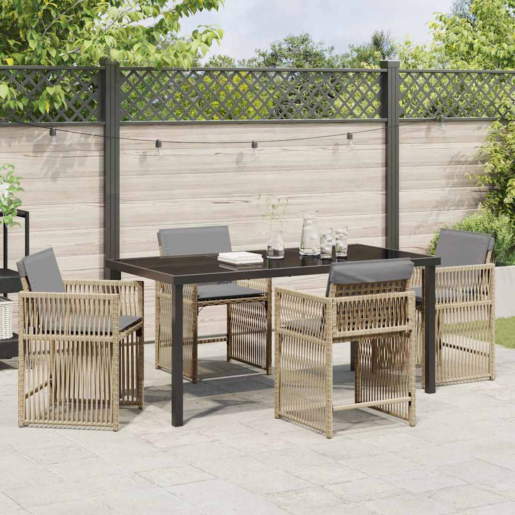 Garden Dining Set 5 pcs Beige Poly Rattan