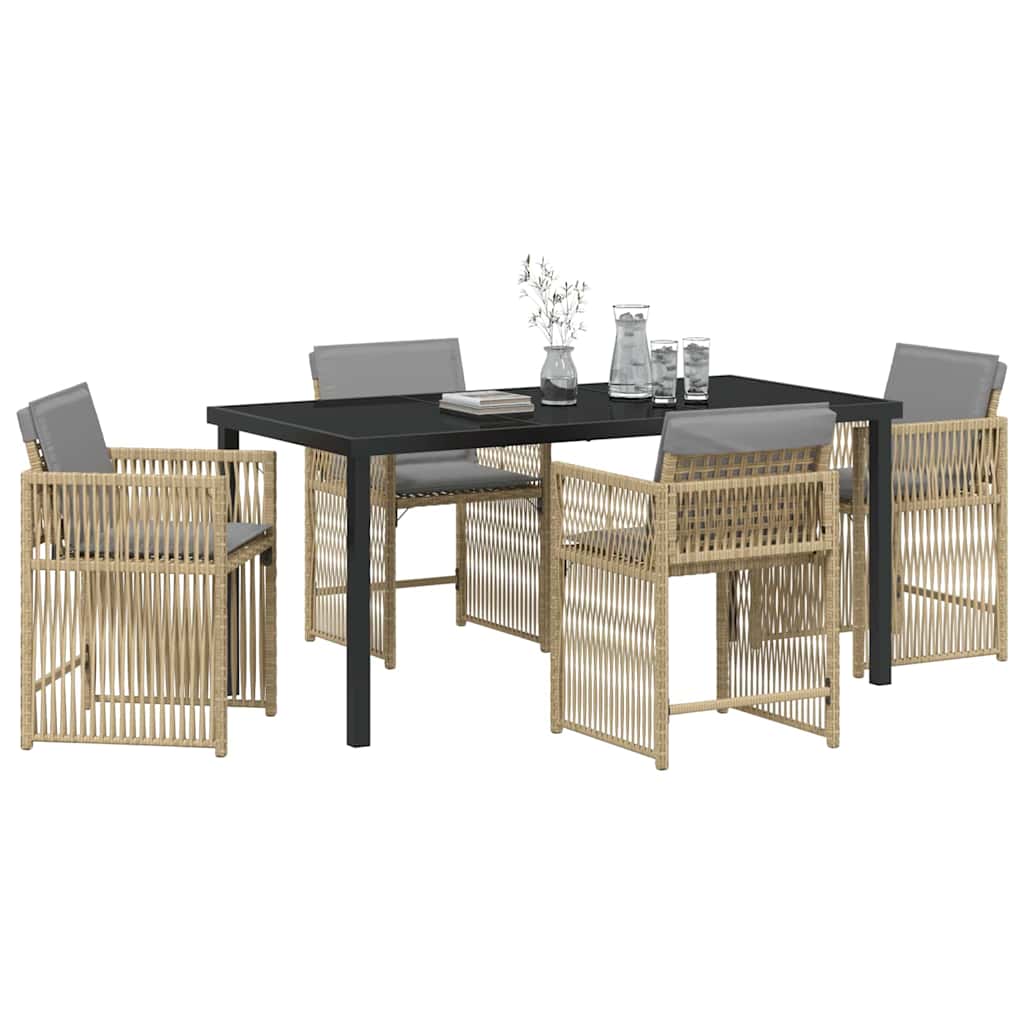 Garden Dining Set 5 pcs Beige Poly Rattan