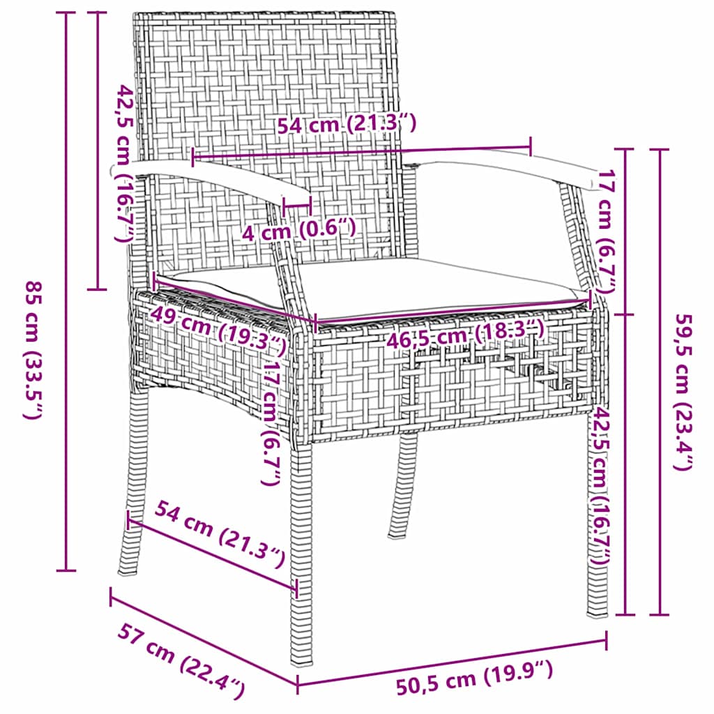Garden Dining Set 3 pcs Grey Poly Rattan