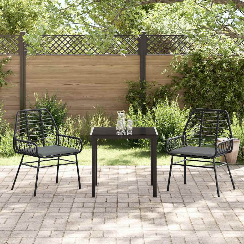Garden Dining Set 3 pcs Black Poly Rattan