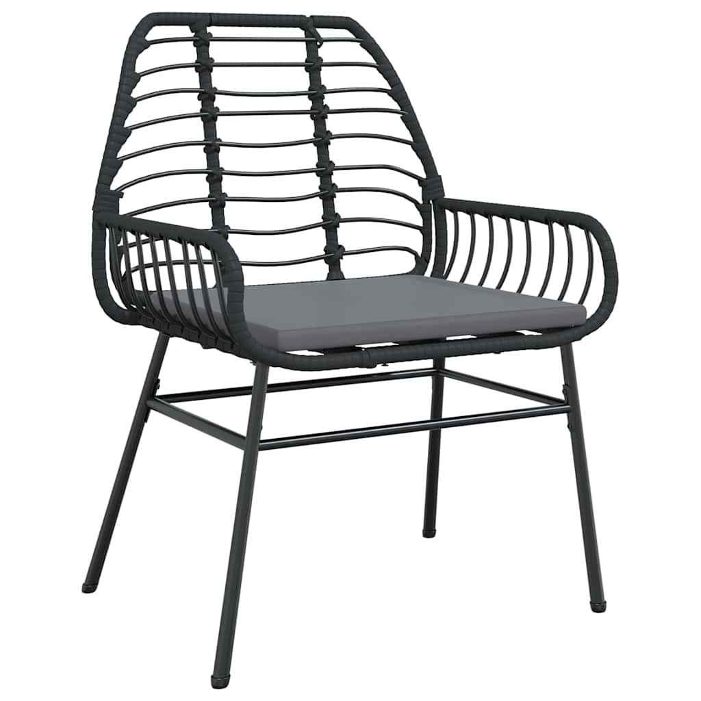 Garden Dining Set 3 pcs Black Poly Rattan