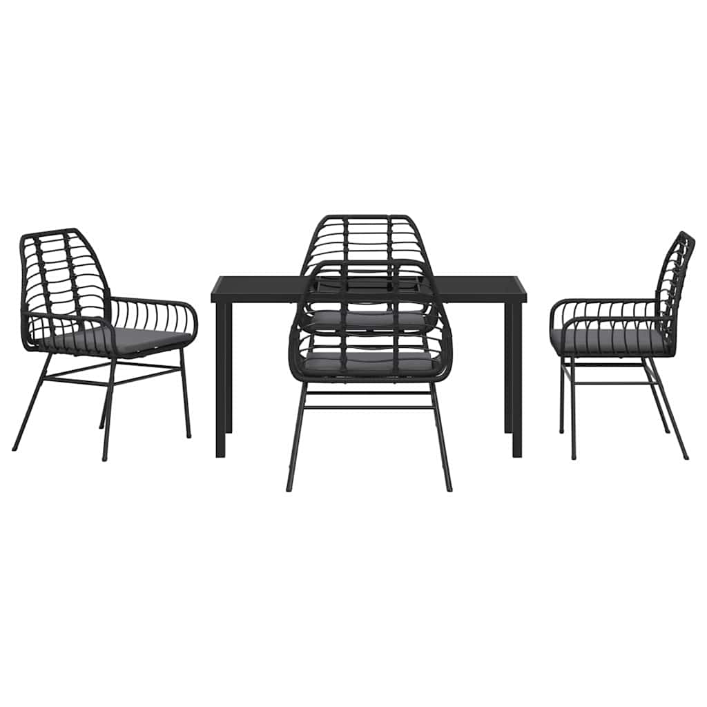 Garden Dining Set 5 pcs Black Poly Rattan
