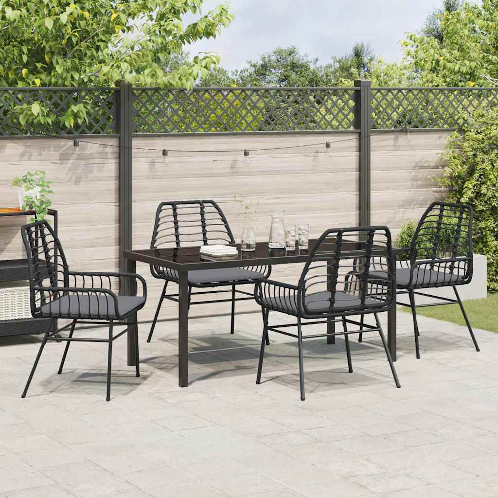Garden Dining Set 5 pcs Black Poly Rattan