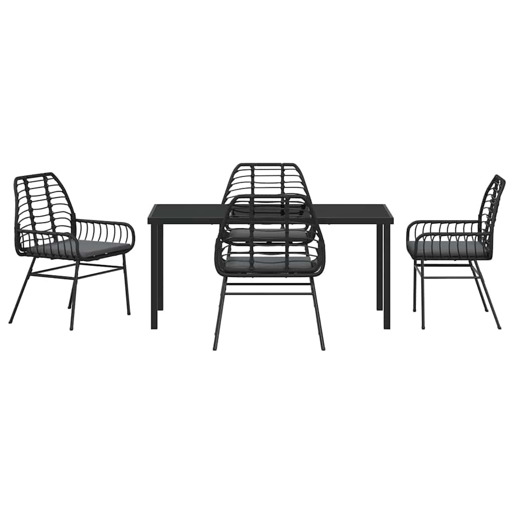 Garden Dining Set 5 pcs Black Poly Rattan