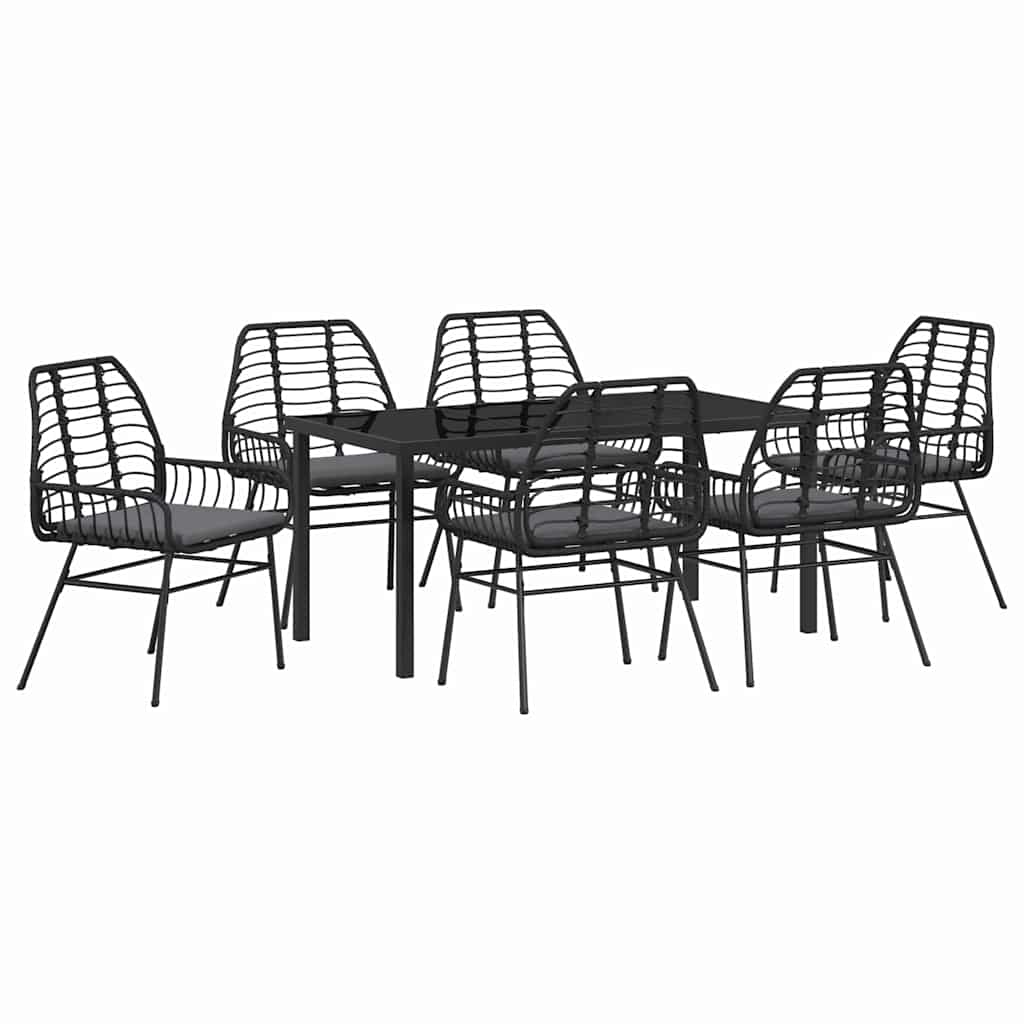 Garden Dining Set 7 pcs Black Poly Rattan