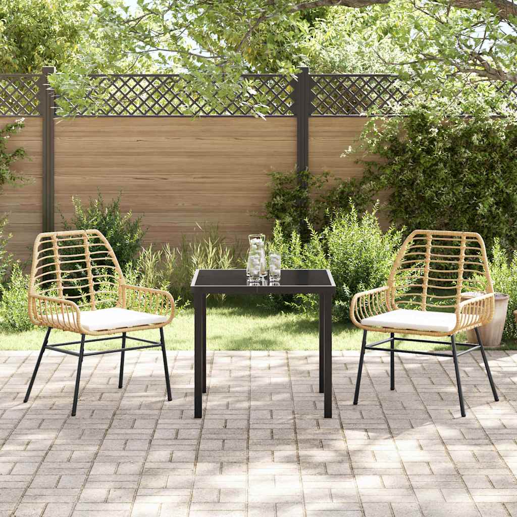 Garden Dining Set 3 pcs Brown Poly Rattan