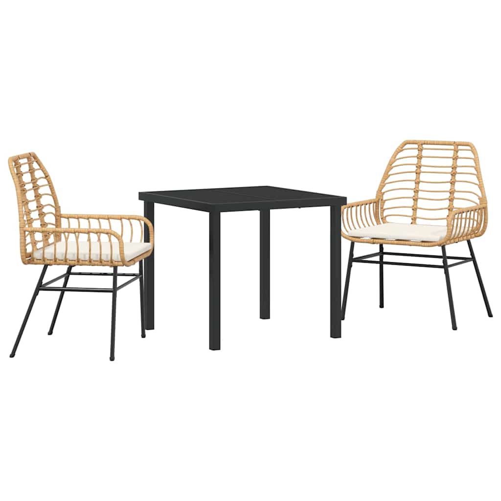 Garden Dining Set 3 pcs Brown Poly Rattan