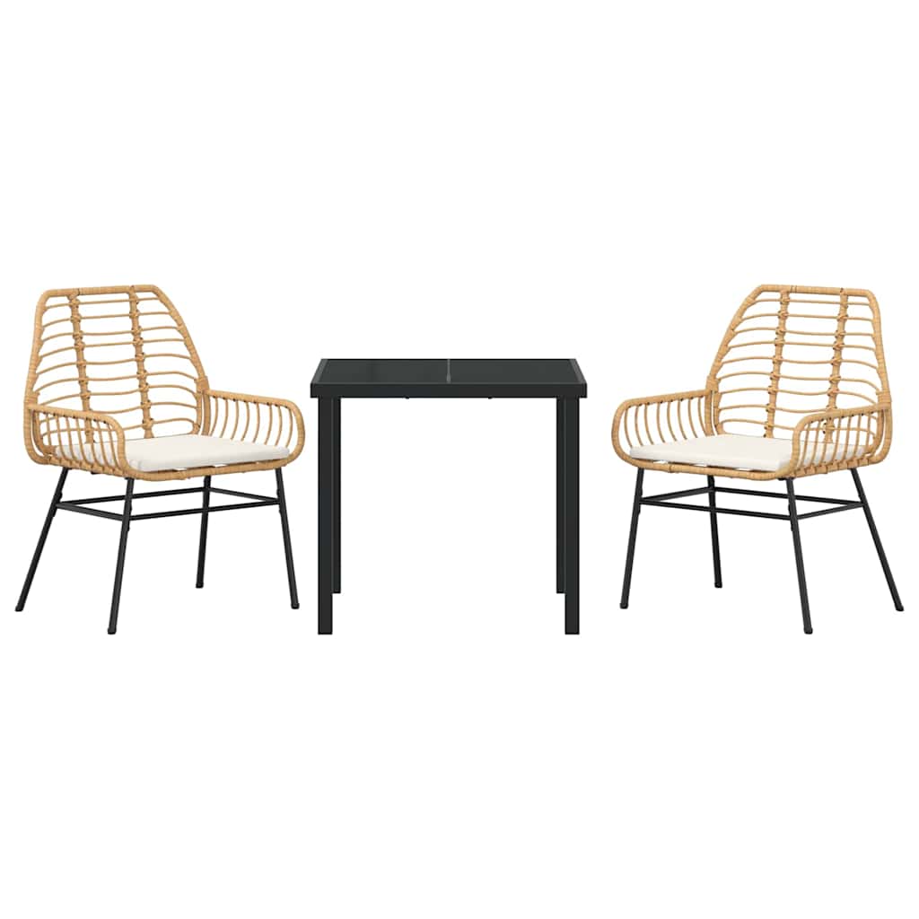 Garden Dining Set 3 pcs Brown Poly Rattan