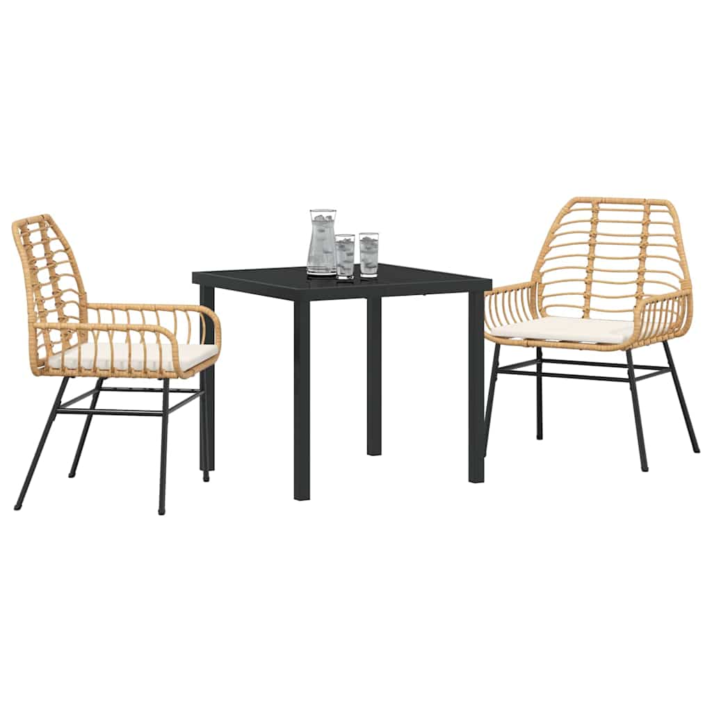 Garden Dining Set 3 pcs Brown Poly Rattan