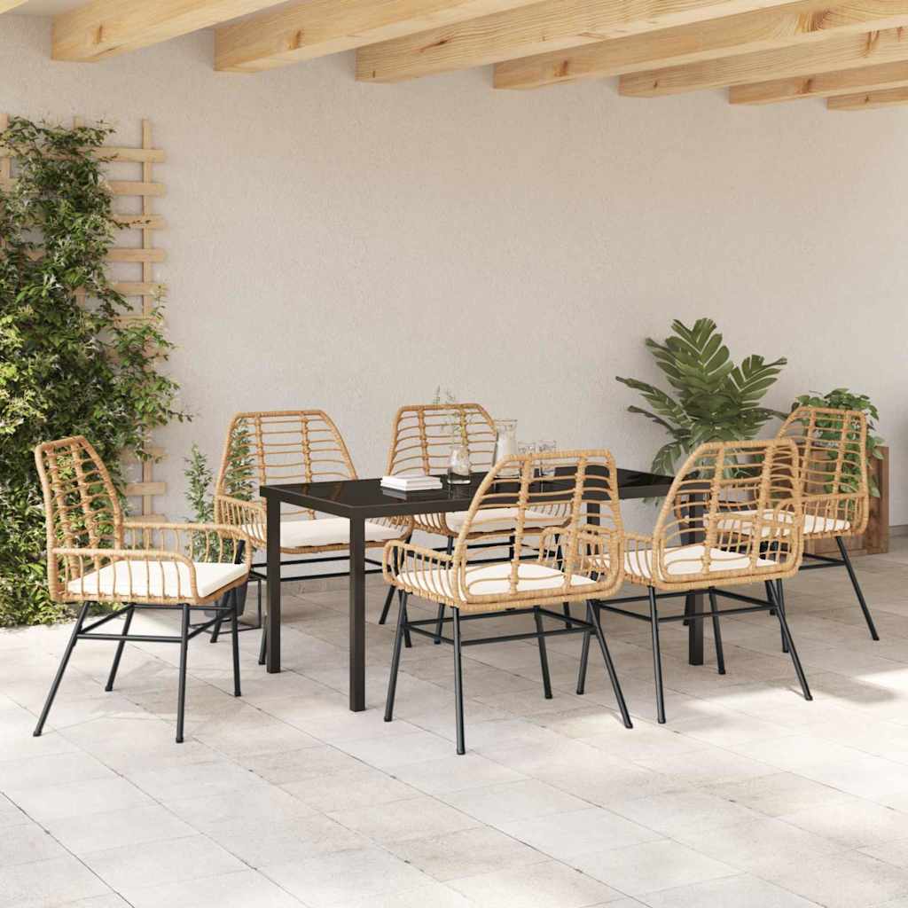 Garden Dining Set 7 pcs Brown Poly Rattan