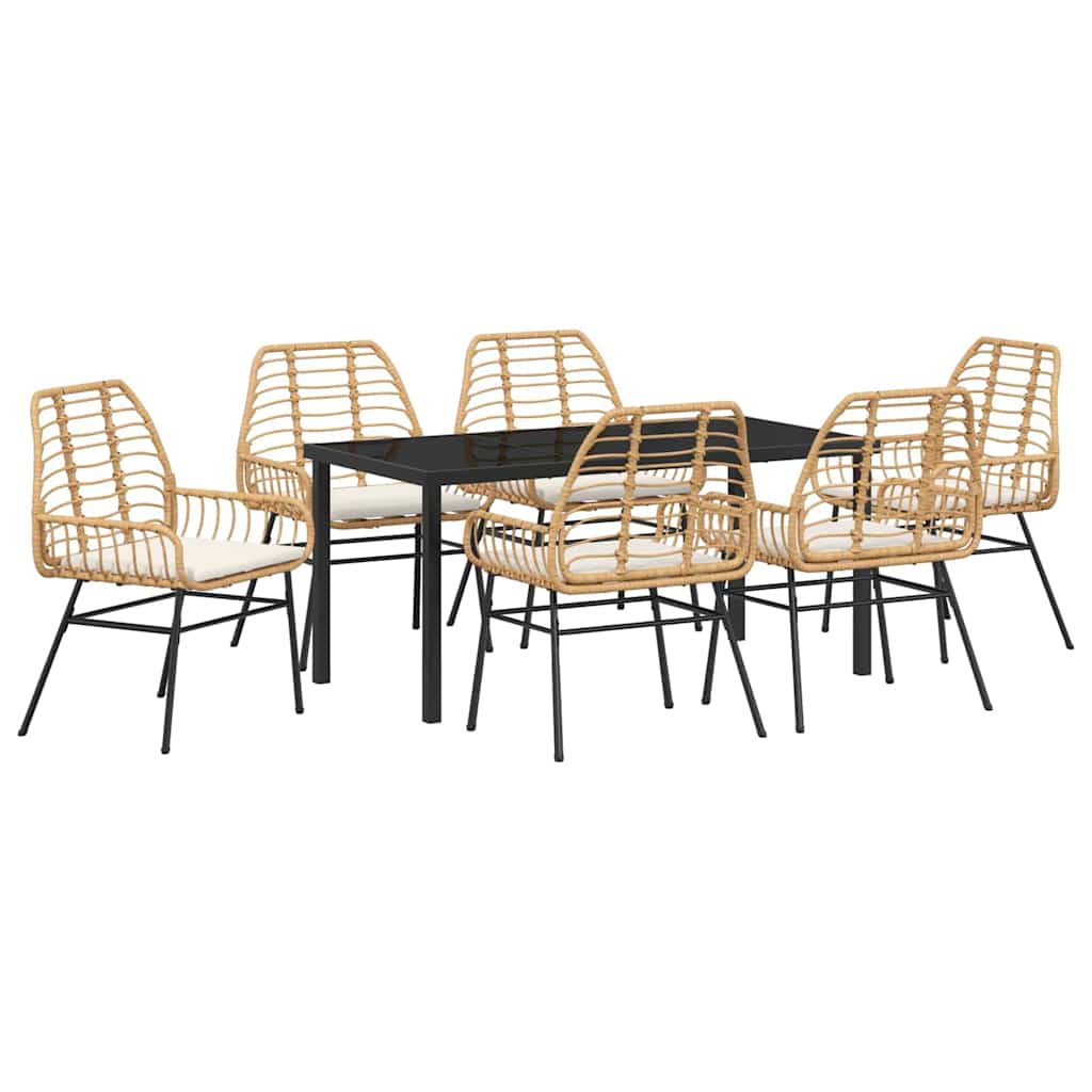 Garden Dining Set 7 pcs Brown Poly Rattan