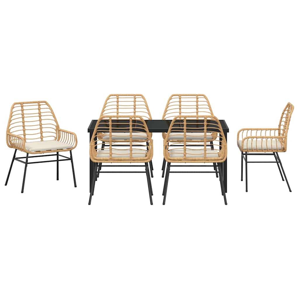 Garden Dining Set 7 pcs Brown Poly Rattan