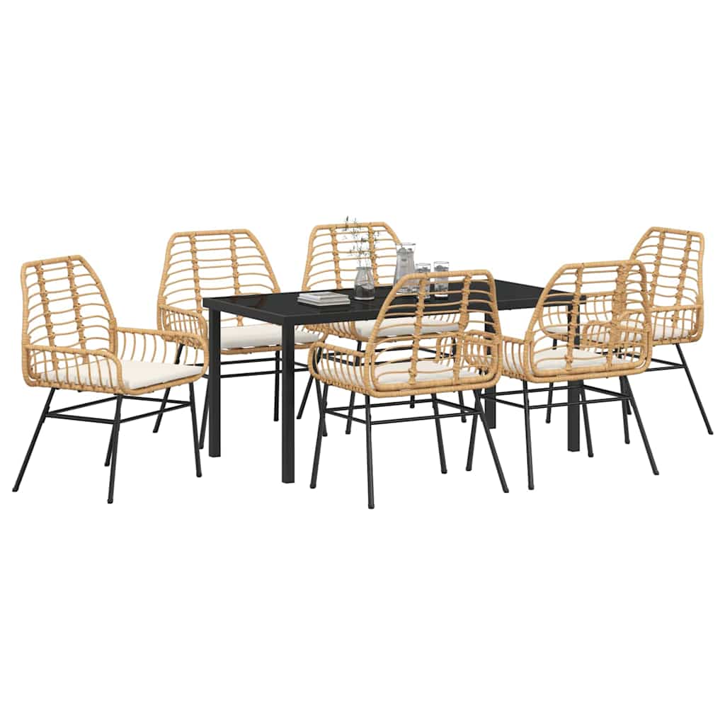 Garden Dining Set 7 pcs Brown Poly Rattan