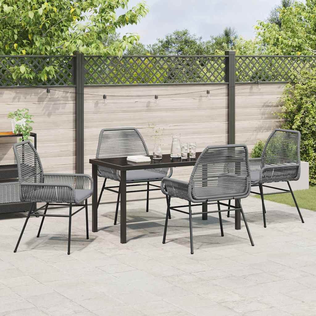 Garden Dining Set 5 pcs Grey Poly Rattan