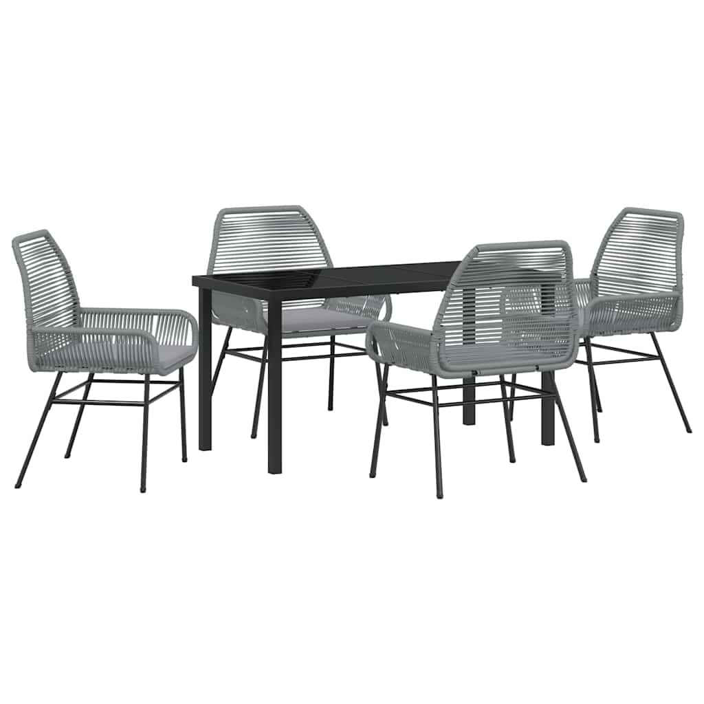 Garden Dining Set 5 pcs Grey Poly Rattan