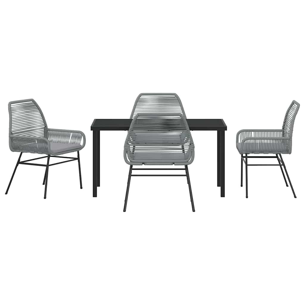 Garden Dining Set 5 pcs Grey Poly Rattan