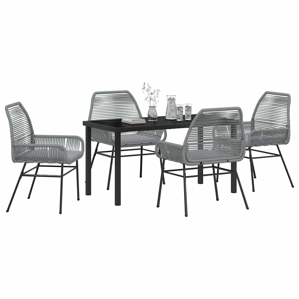 Garden Dining Set 5 pcs Grey Poly Rattan
