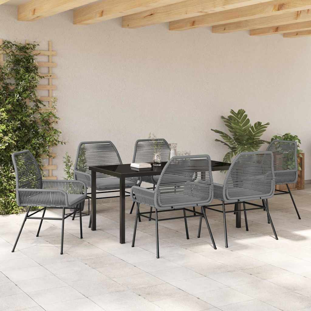 Garden Dining Set 7 pcs Grey Poly Rattan