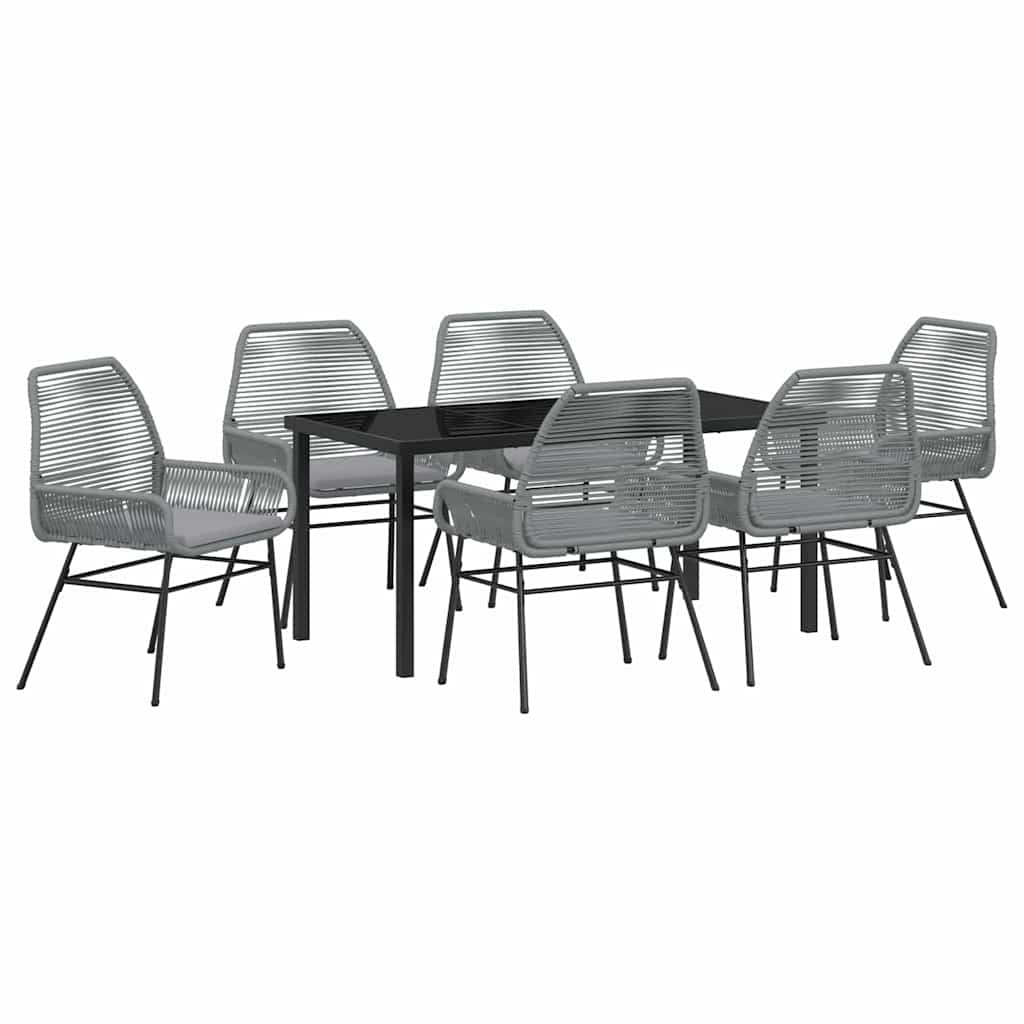 Garden Dining Set 7 pcs Grey Poly Rattan