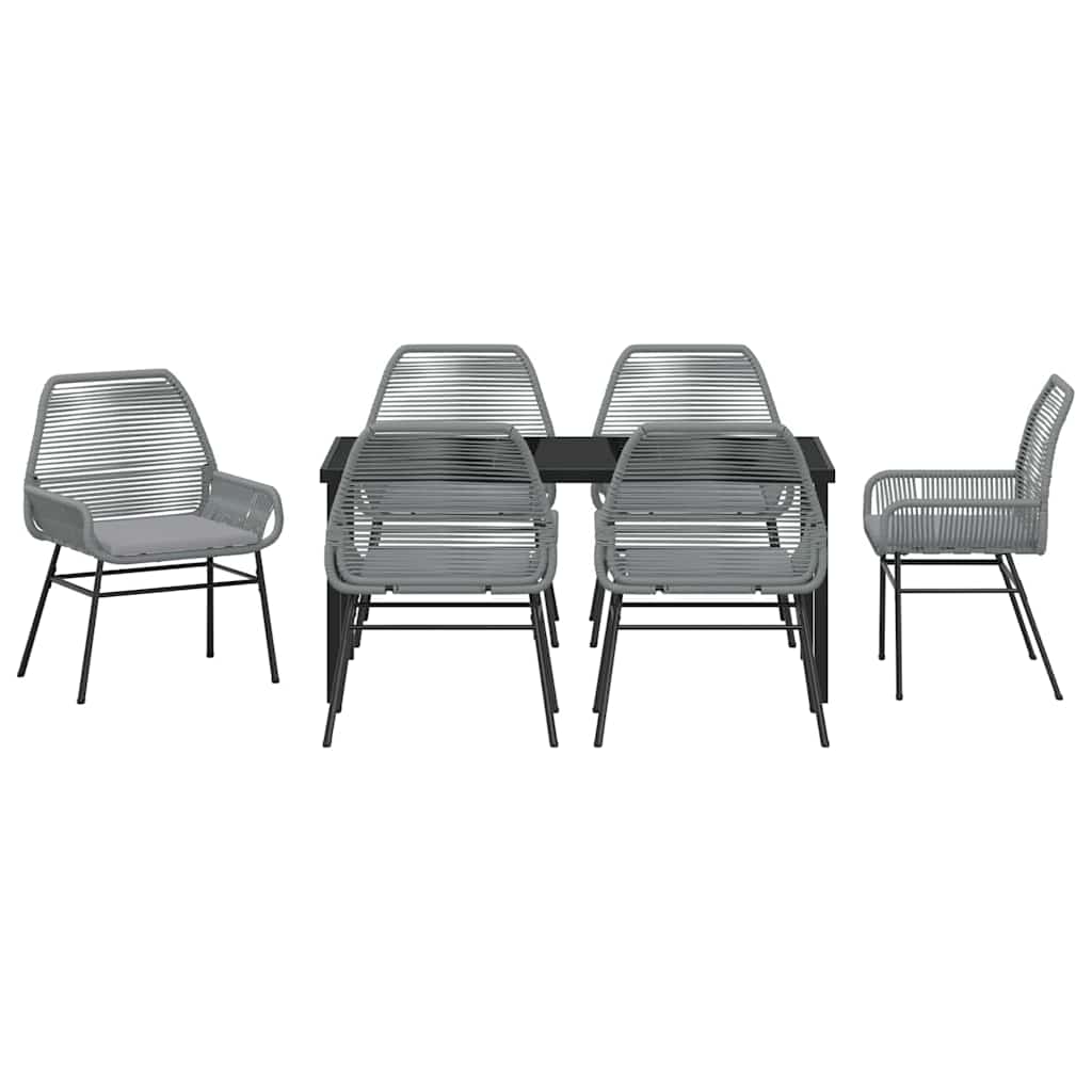 Garden Dining Set 7 pcs Grey Poly Rattan