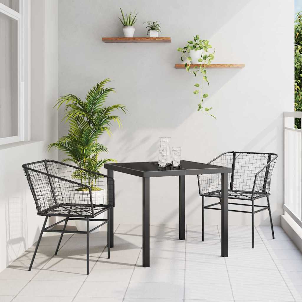 Garden Dining Set 3 pcs Black Poly Rattan