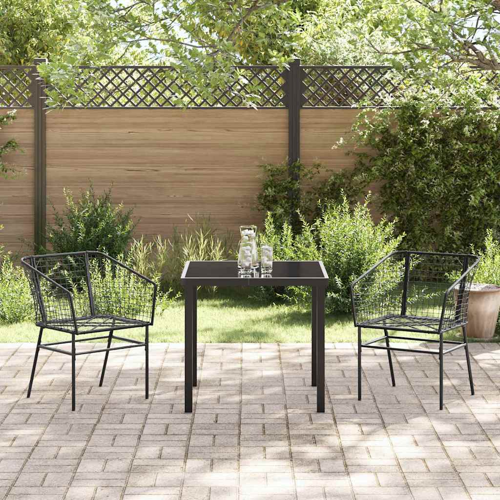 Garden Dining Set 3 pcs Black Poly Rattan