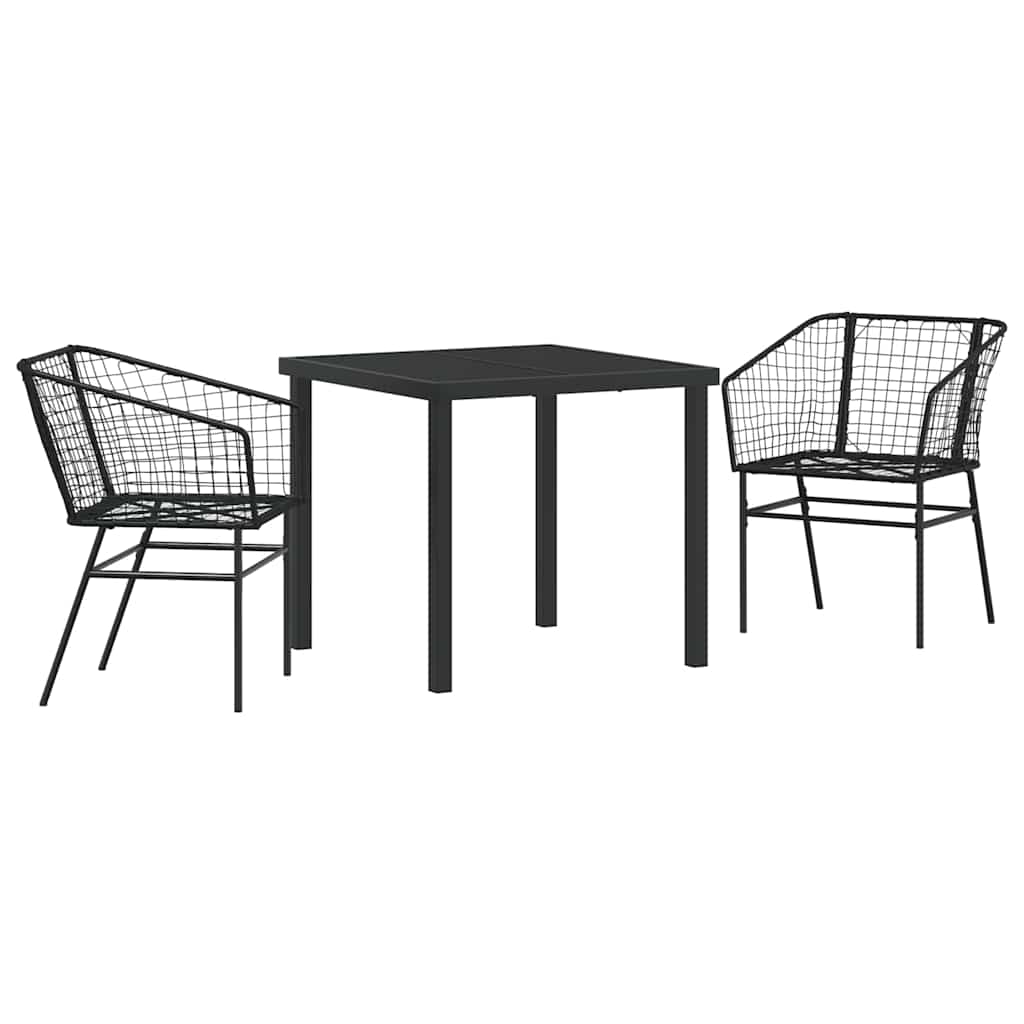 Garden Dining Set 3 pcs Black Poly Rattan