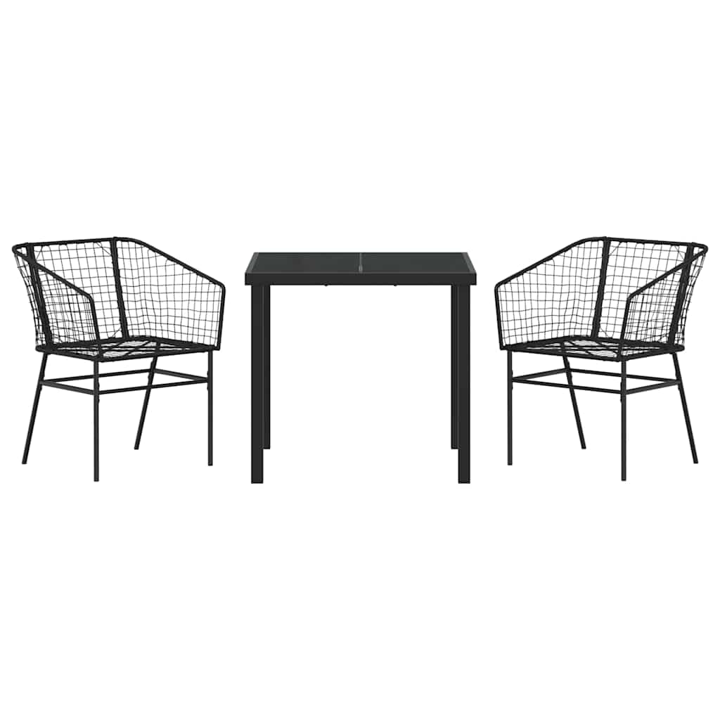Garden Dining Set 3 pcs Black Poly Rattan