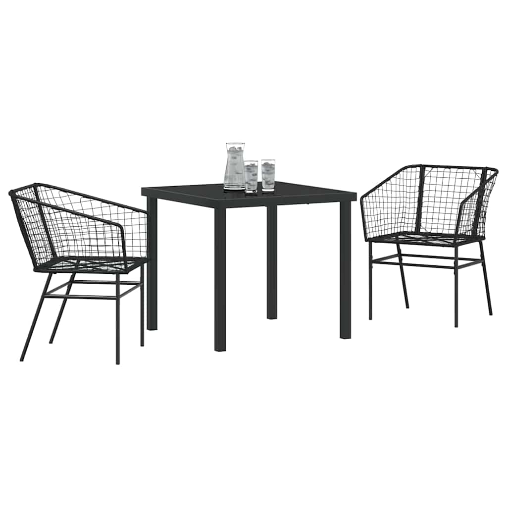 Garden Dining Set 3 pcs Black Poly Rattan