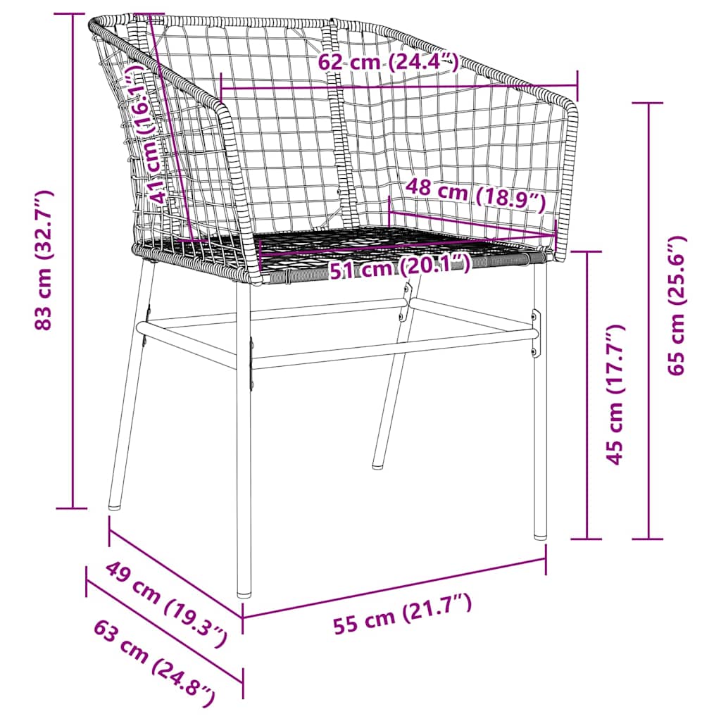 Garden Dining Set 3 pcs Black Poly Rattan