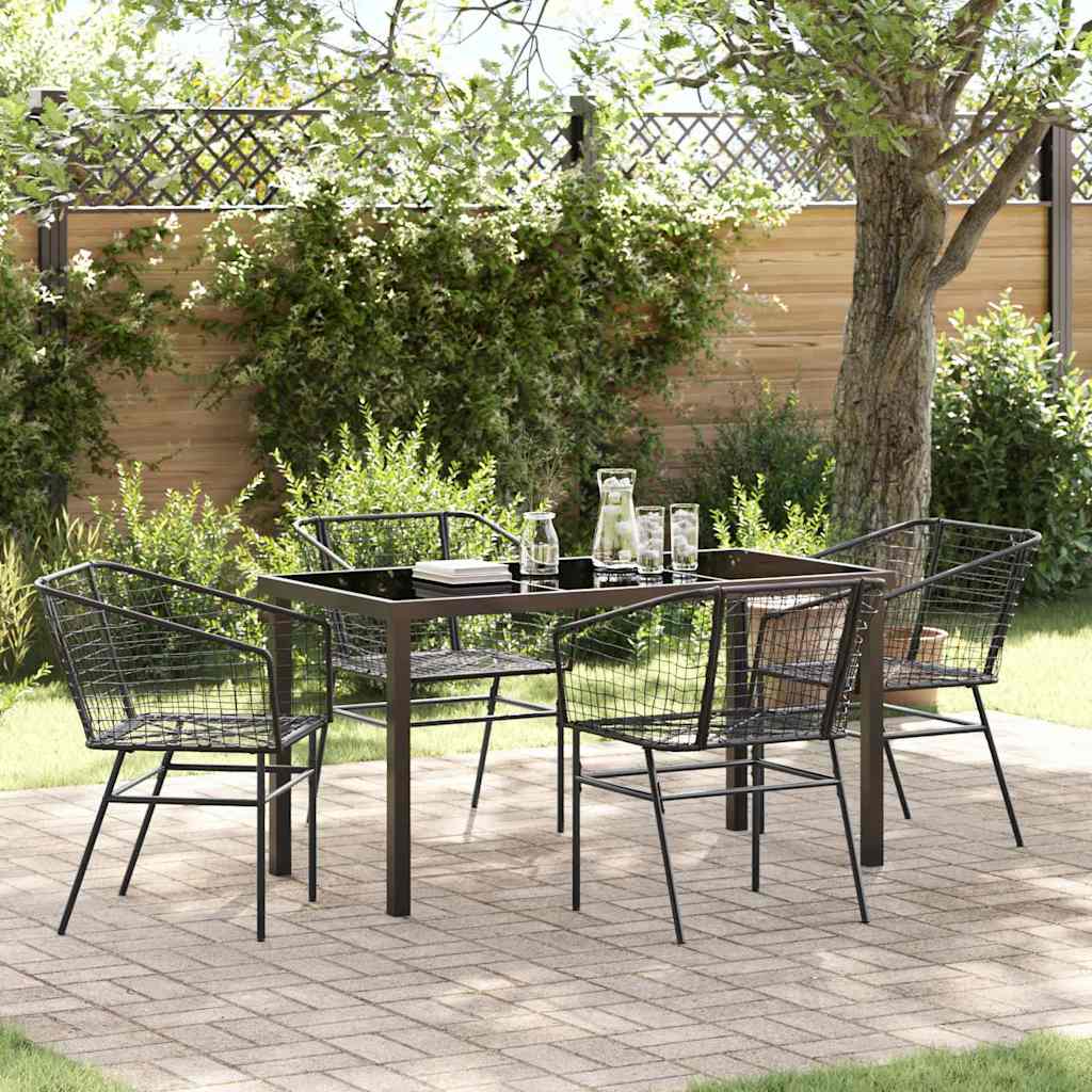 Garden Dining Set 5 pcs Black Poly Rattan