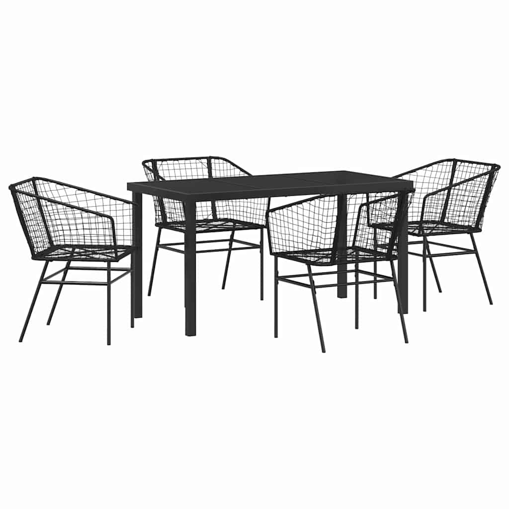 Garden Dining Set 5 pcs Black Poly Rattan
