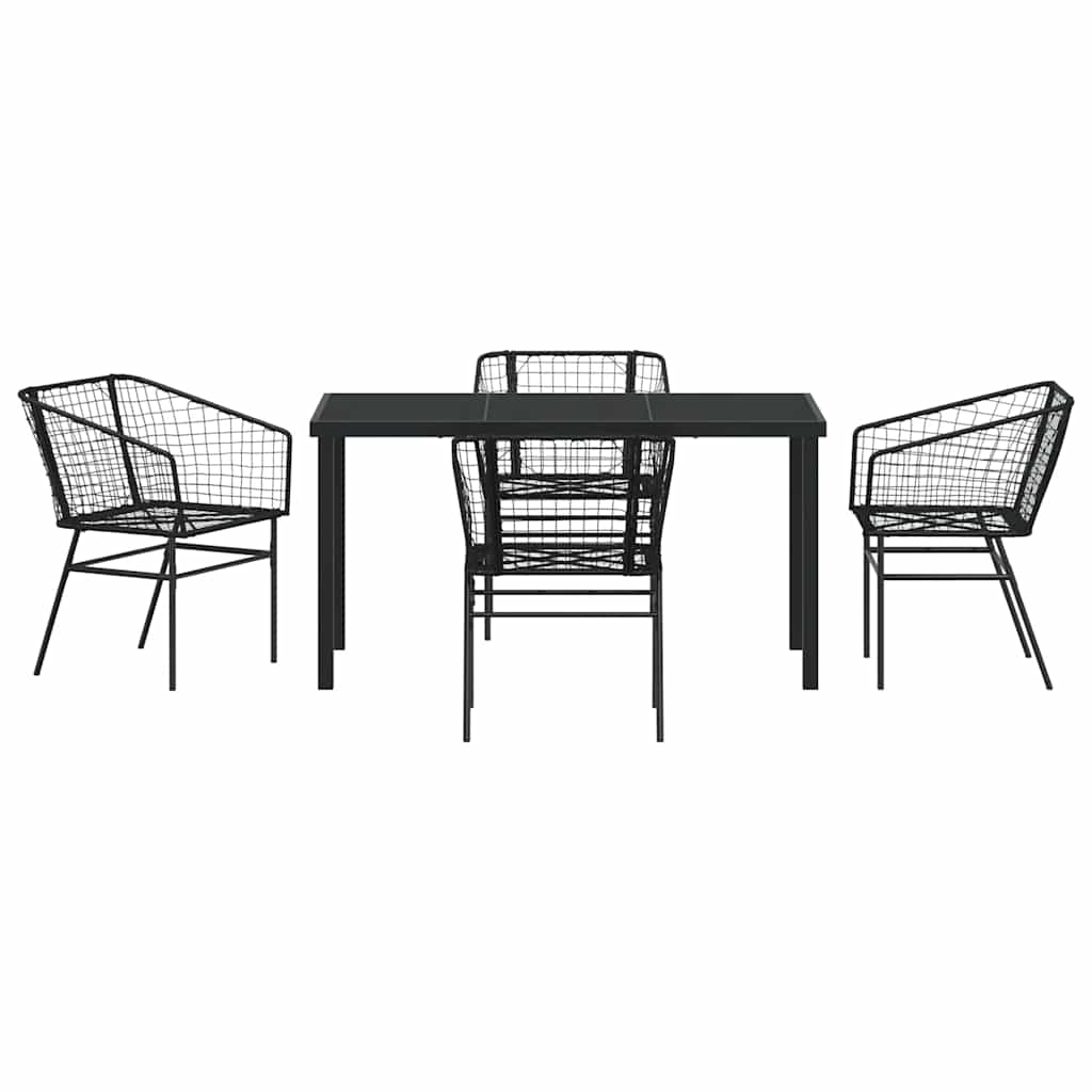 Garden Dining Set 5 pcs Black Poly Rattan