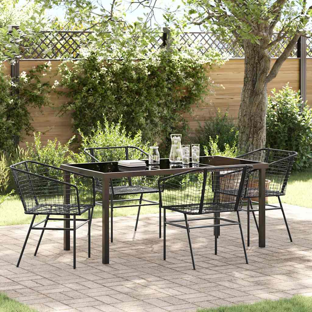 Garden Dining Set 5 pcs Black Poly Rattan