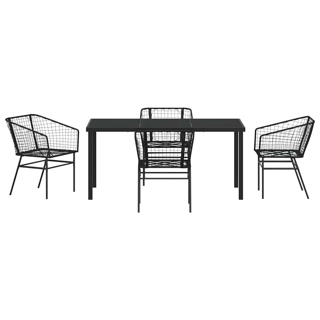 Garden Dining Set 5 pcs Black Poly Rattan
