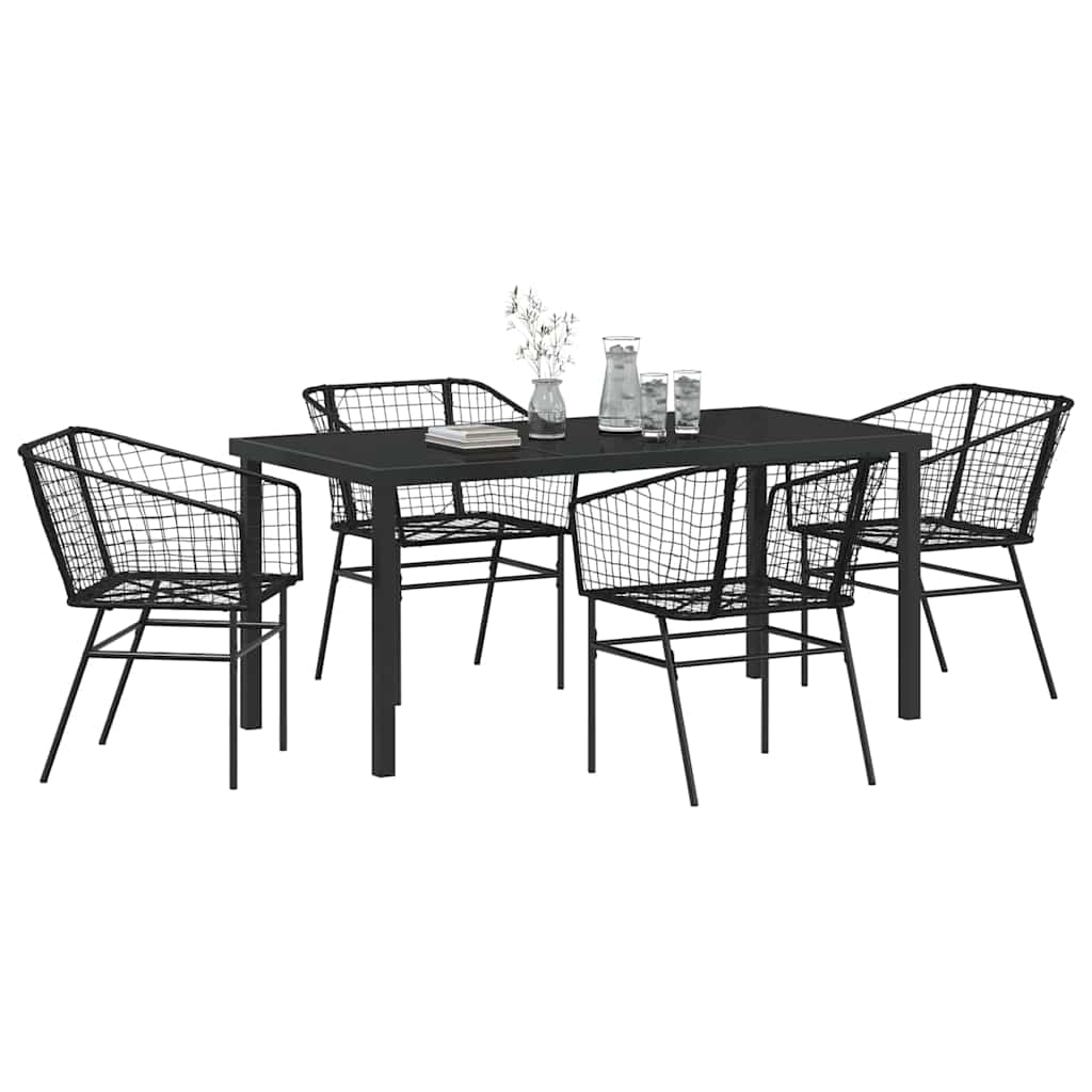 Garden Dining Set 5 pcs Black Poly Rattan