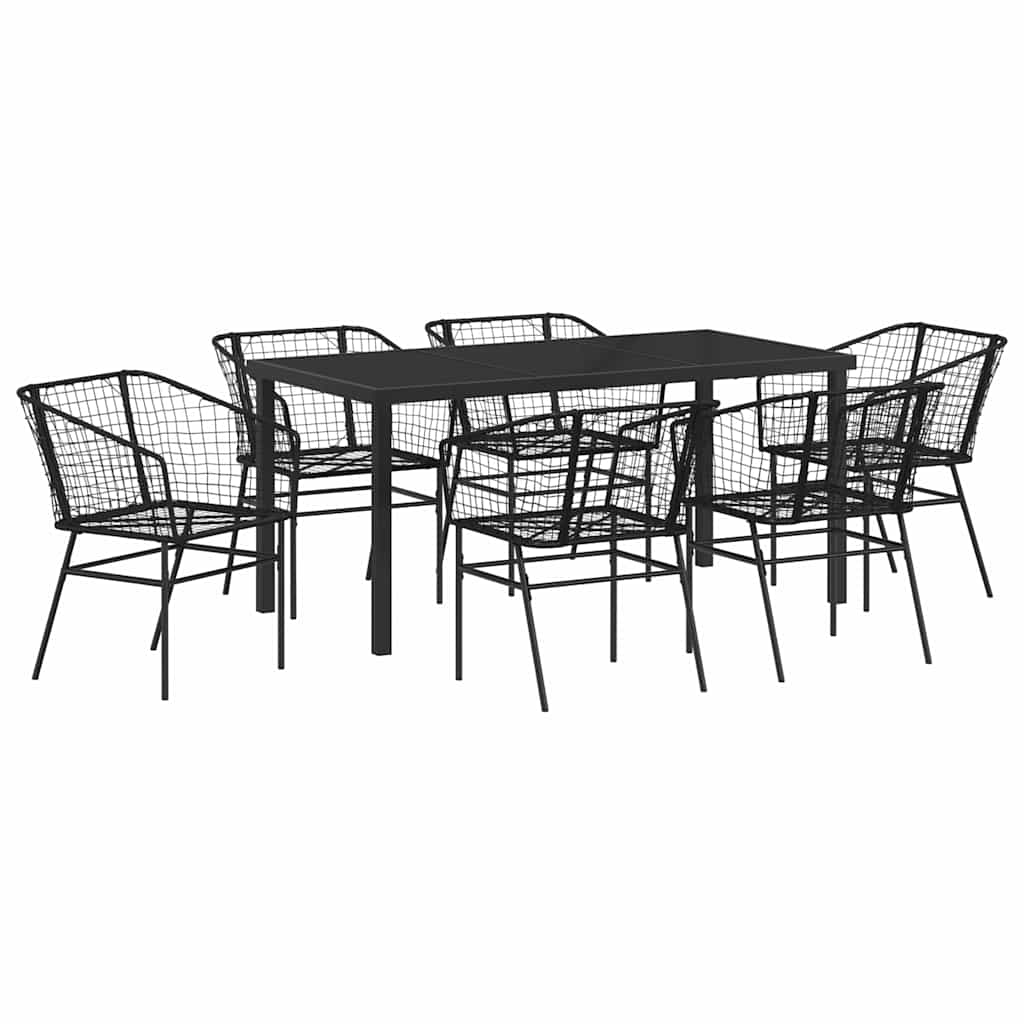 Garden Dining Set 7 pcs Black Poly Rattan
