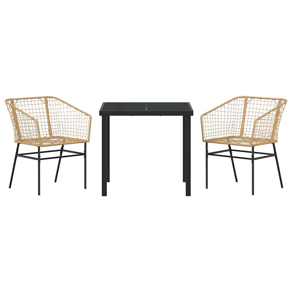 Garden Dining Set 3 pcs Brown Poly Rattan