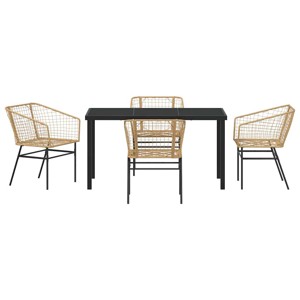 Garden Dining Set 5 pcs Brown Poly Rattan