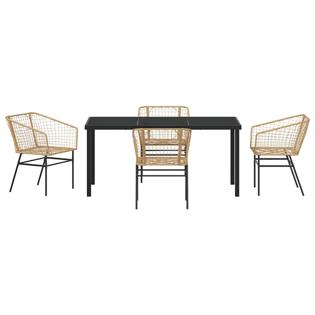 Garden Dining Set 5 pcs Brown Poly Rattan