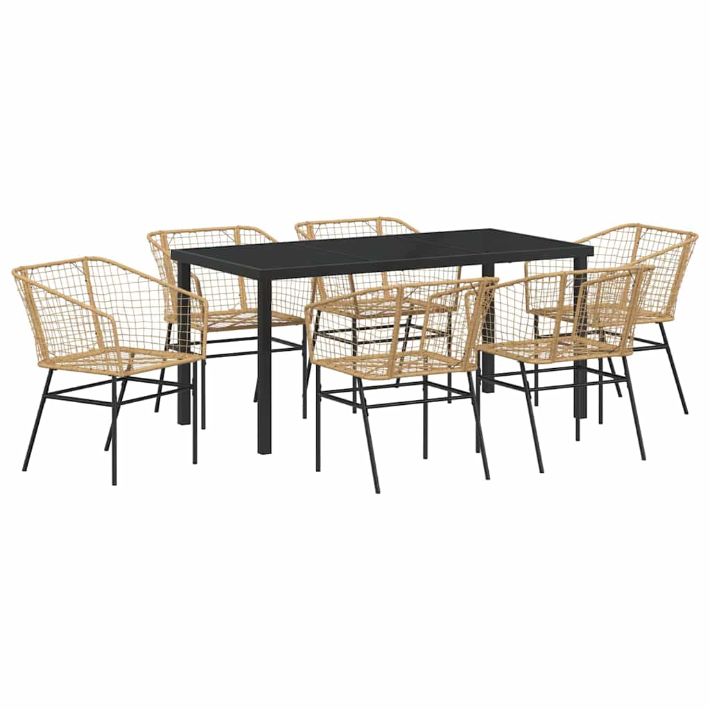 Garden Dining Set 7 pcs Brown Poly Rattan
