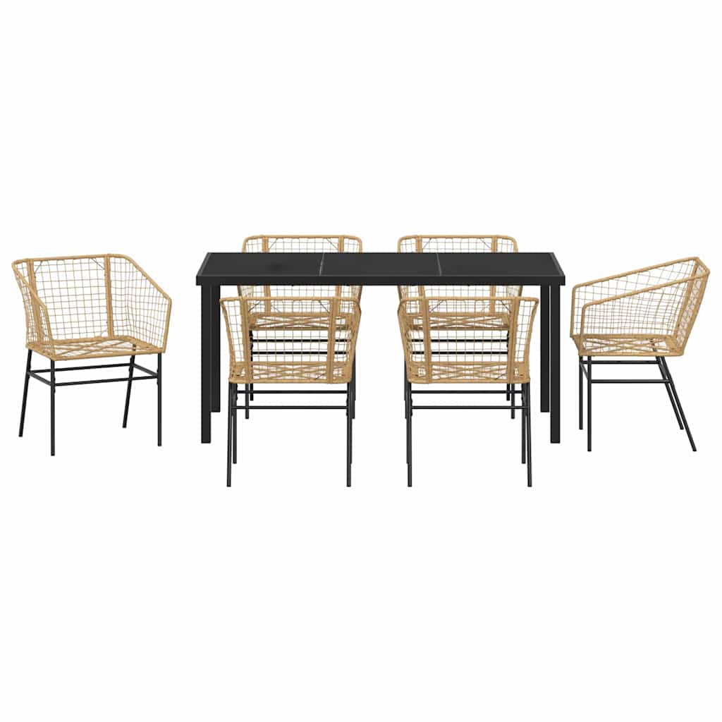 Garden Dining Set 7 pcs Brown Poly Rattan
