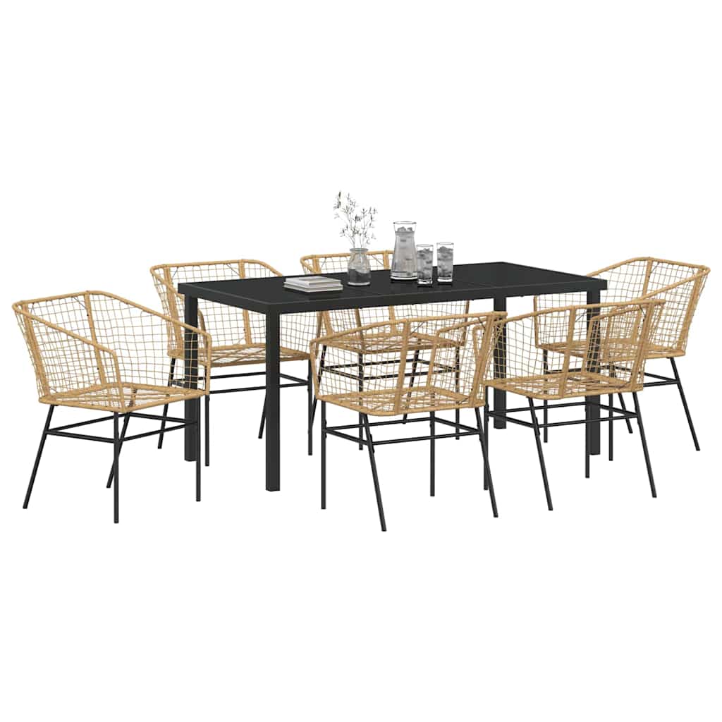 Garden Dining Set 7 pcs Brown Poly Rattan