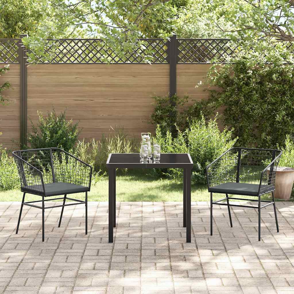 Garden Dining Set 3 pcs Black Poly Rattan