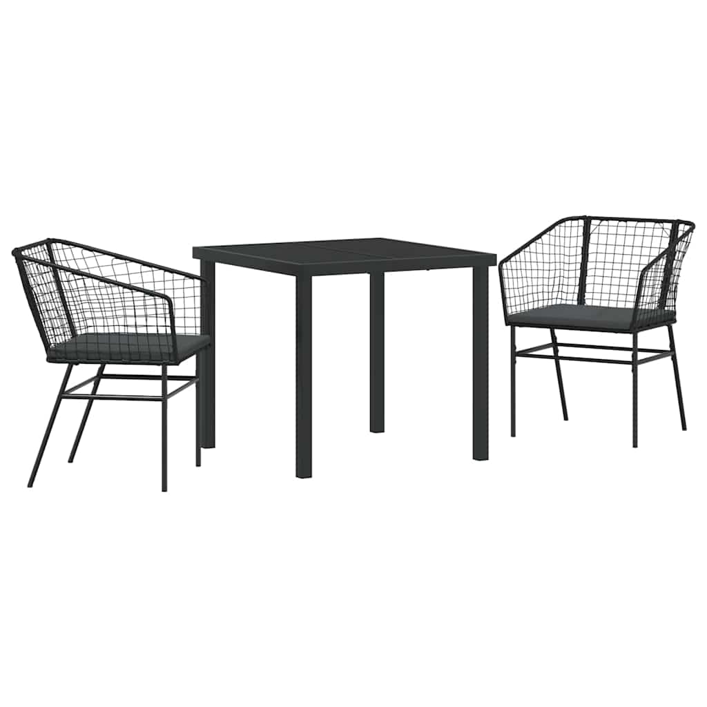Garden Dining Set 3 pcs Black Poly Rattan