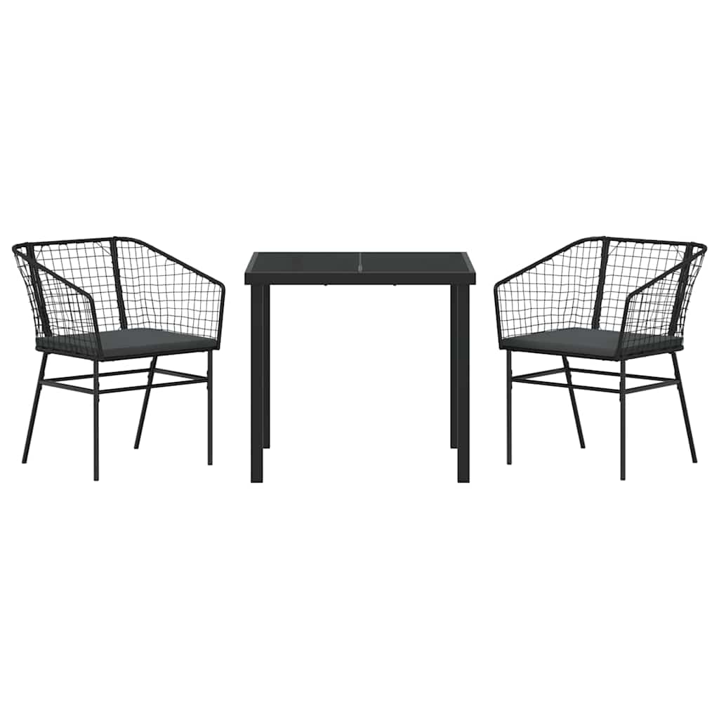 Garden Dining Set 3 pcs Black Poly Rattan